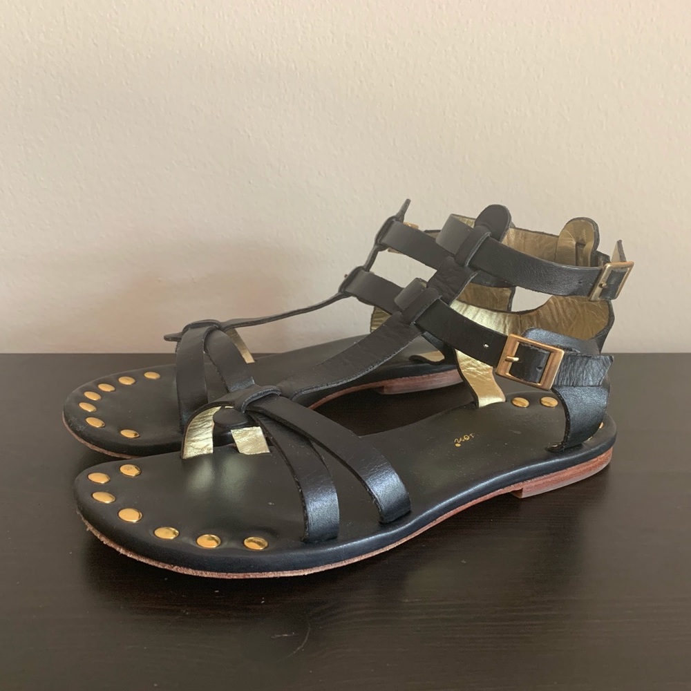 Matt Bernson “KM Gladiator” Sandals - Black & Gold